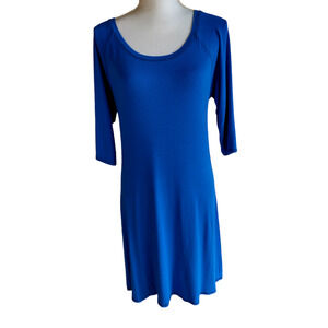 Howinks Womens Royal Blue 3/4 Sleeves Tunic Mini Tee Shirt Dress Size Large